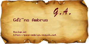 Güns Ambrus névjegykártya